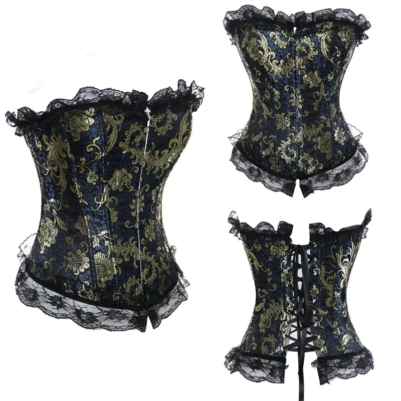 Black Sexy Corsets Gothic Bustier Steampunk Gorset Plus Size Corselet Retro Woman Tummy Slimming Sheath Waist Trainer Burlesque Tops - Цвет: Black