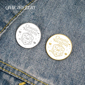 

QIHE JEWELRY Individualistic Enamel Pins Chaotic Neutral Brooches Gem Dice Badges Fashion Round Pins Gift for Friends Wholesale