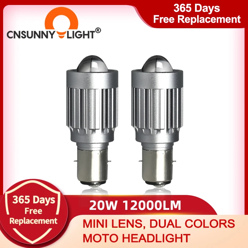 CNSUNNYLIGHT H4 LED Motorcycle Projector Lens H6 HS1 BA20D Bi Color Headlight Bulb 12000Lm Moto Fog DRL Dual Beam Interior Light |