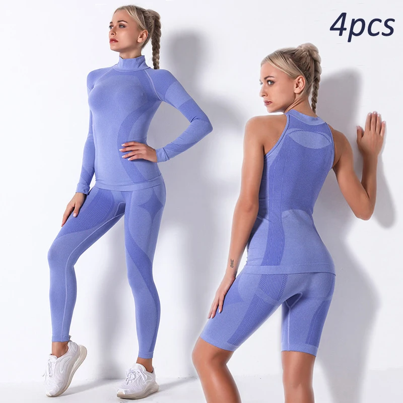 

Seamless Women Yoga Sets Female Sport Gym suits Wear Running Clothes women Fitness Sport Yoga Suit Long Sleeve yoga clothing