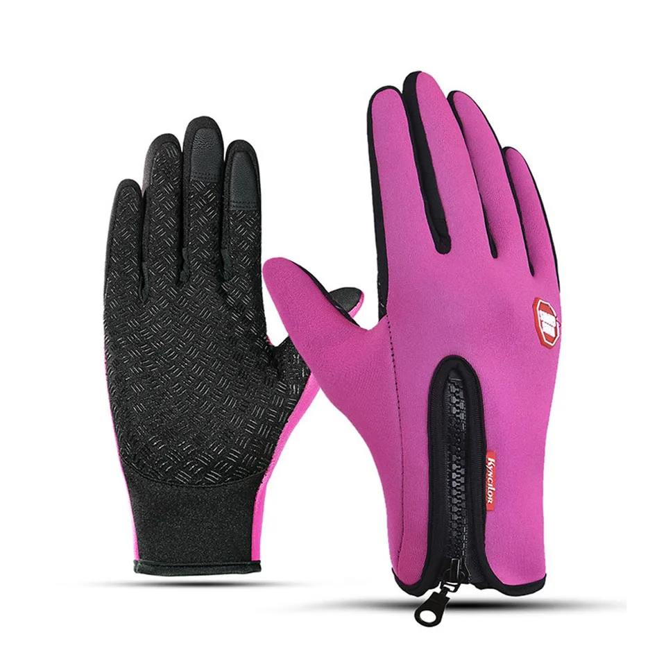 Водонепроницаемые зимние теплые перчатки мужские лыжные перчатки мотоциклетные перчатки для сноуборда зимние перчатки с сенсорным экраном - Цвет: A Rose Red