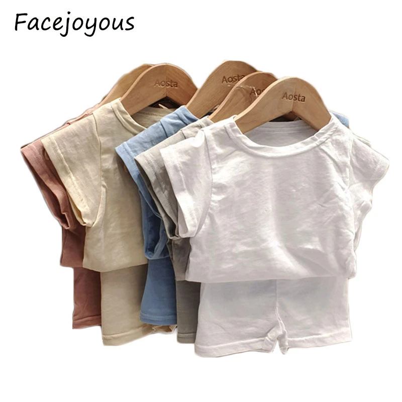 baby clothes set gift 2022 Summer Cotton Baby Clothing Set Solid Girls Tee Boys Short Sleeve T Shirt And Pp Shorts 2pcs Infant Baby Girl Clothes Sets Baby Clothing Set classic