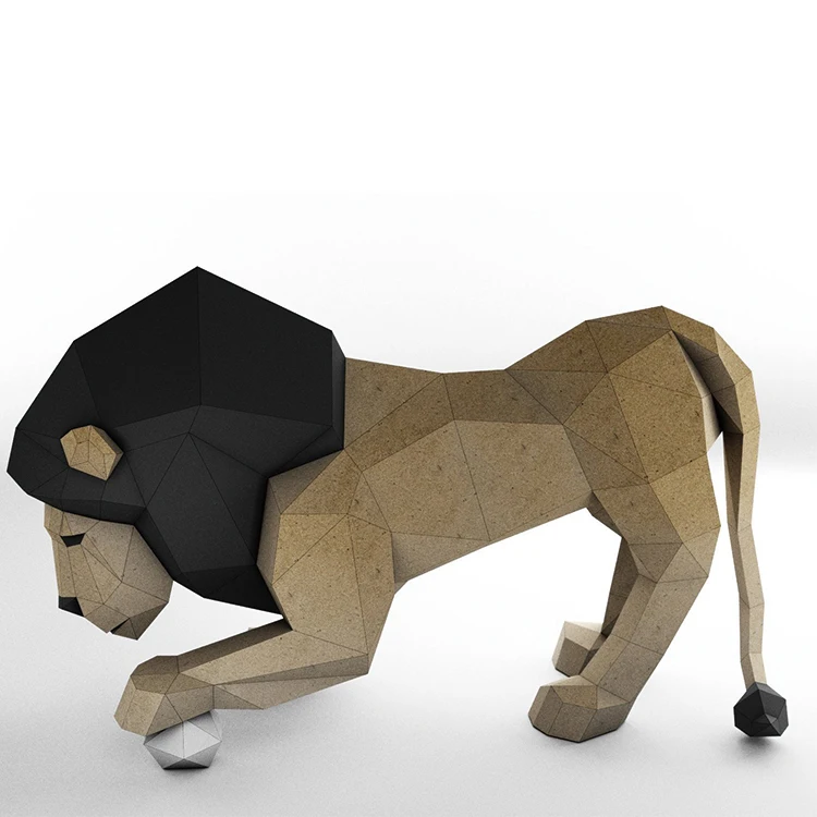 Precut Лев играть мяч Бумага 3D DIY материал ручной творческий домашний декор реквизит#2706 ручная работа милые геометрические головоломки