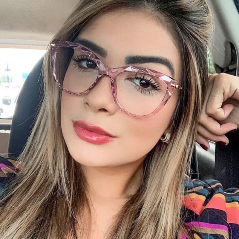 

ZUEE 1Pcs Clear Glasses Fashion Square Cat Eye Glasses Frames Women Trending Styles Brand Optical Computer Clear Glasses For Men