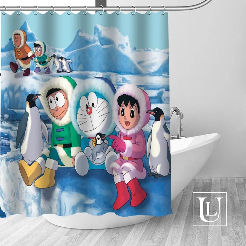 Большая распродажа Новая Современная душевая занавеска Doraemon на заказ с крючками
