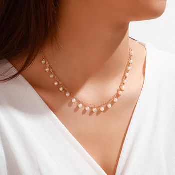 

Gold Color Fashion Jewelry Imitation Peals Necklaces for Women Simple Style Girls Gift Jewelry Necklace For Women