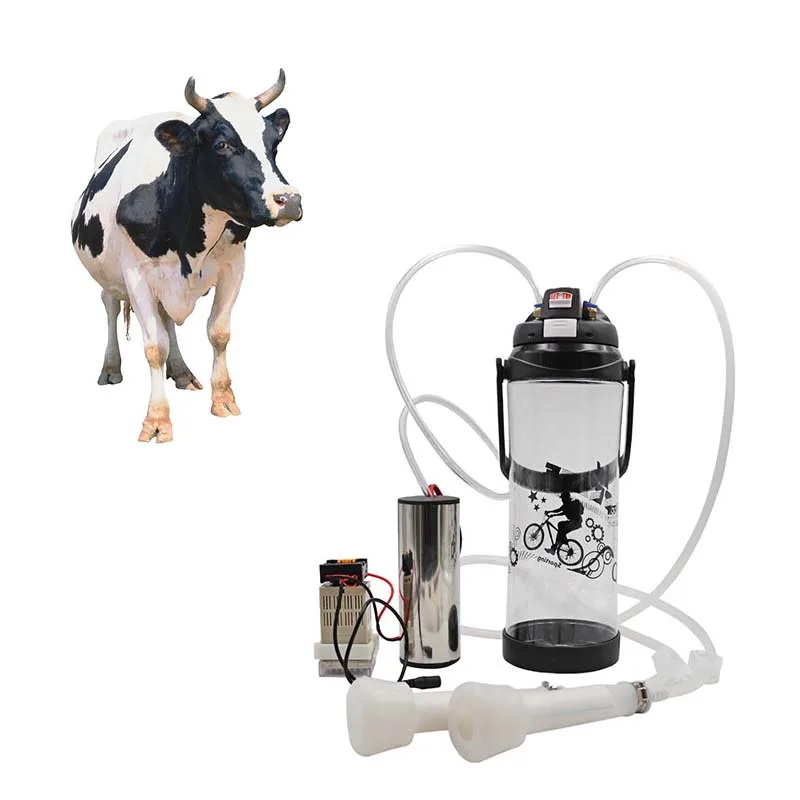 

3L 0.8 Gal Cow Milking Electric Machine Manual Impulse Portable Cow Milking Machine Black Double Head Vacuum Pump Milk