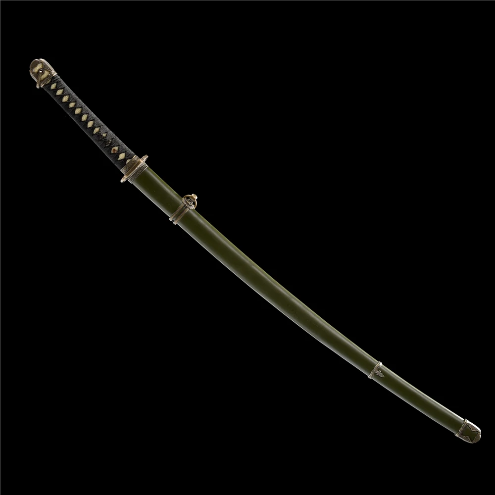 Dark green 98 New patent handmade fluorescence real sharp japanese samurai katana sword high carbon steel tanto 98 gunto - Color: Dark green 98