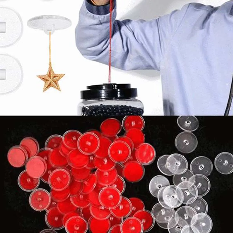Self-adhesive Small Disc Hook 20PCS Ceiling Transparent Strong Hook Christmas Seamless Hanging Flag Hooks Household Products multi purpose hooks self adhesive hooks wall organizer hook wall mount hooks