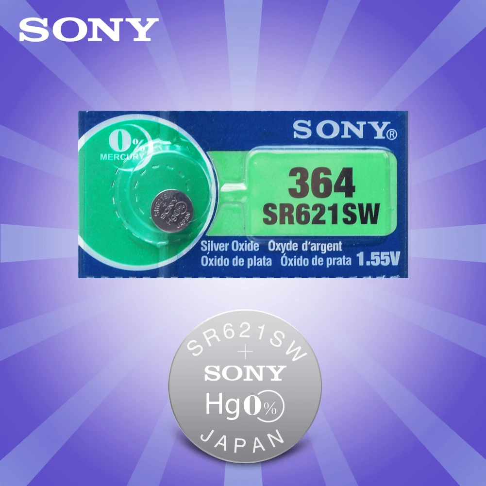 1 шт. батарея для часов SONY AG1 1,55 V 364 SR621SW LR621 621 LR60 CX60 оксид серебра кнопка батареи для монет Сделано в Японии