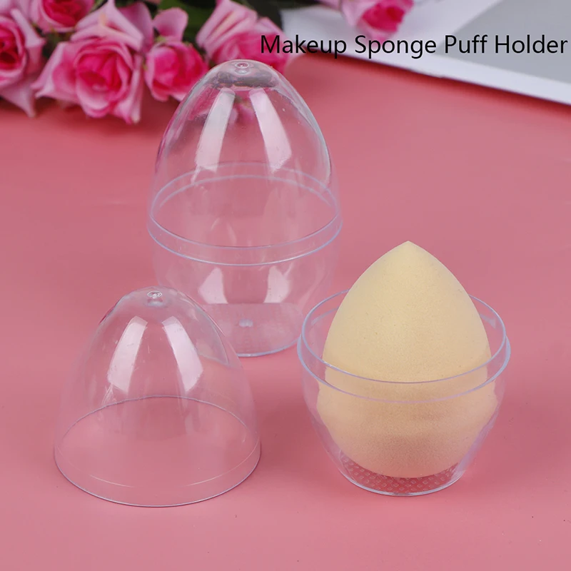 

1/3/5 Pcs Egg Shaped Transparent Empty Makeup Sponge Shaper Puff Holder Stand Storage Box Cosmetic Egg Puff Case