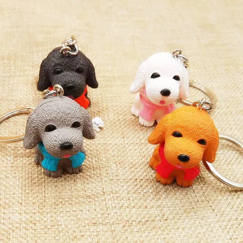 

Lovely Resin Scarf Mini Dog Key Chain Key Ring Key Holder Fashion High Quality Jewelry Couple Lover Friends Key Chain Gift