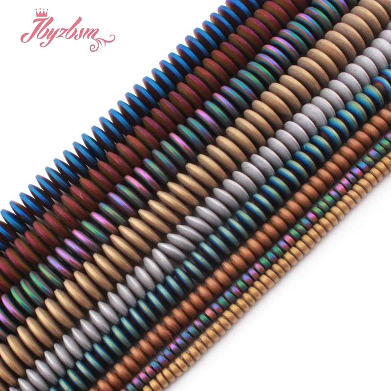 

Natural Rondelle Frost Hematite Stone Beads Spacer Loose For Jewelry Making Women DIY Necklace Bracelet 2x4/3x6/3x8mm Strand 15"