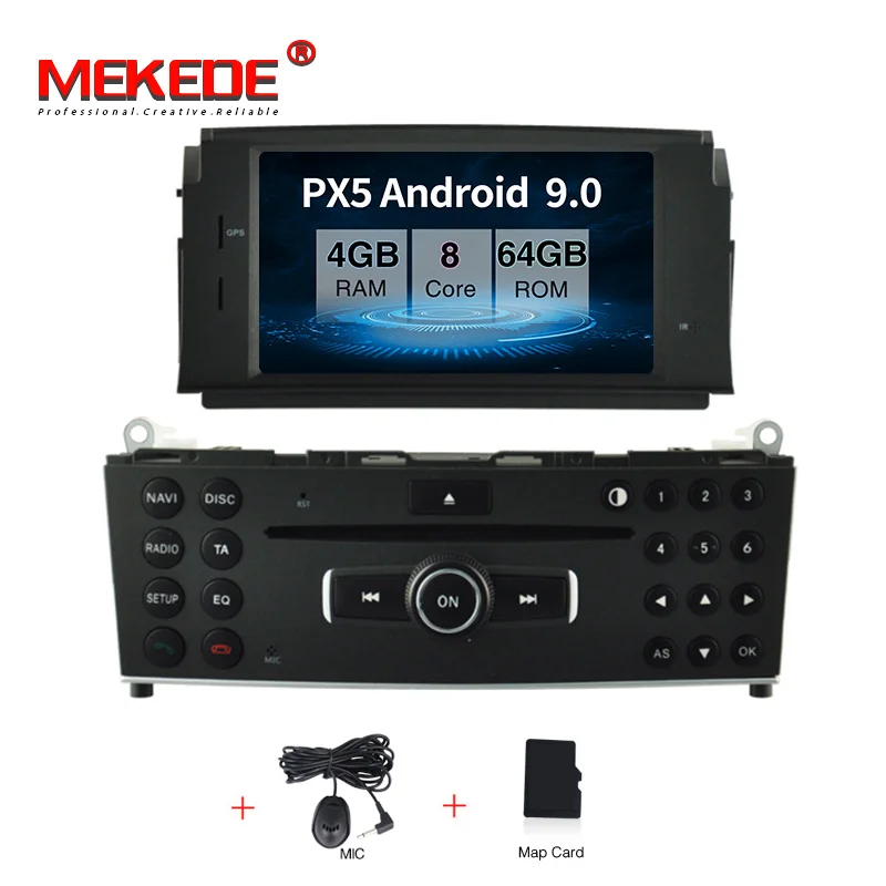 MEKEDE HD 4+ 64G PX5 Автомобильный мультимедийный плеер Android 9,0 Автомобильный DVD Радио аудио GPS плеер для Mercedes Benz C200 C180 W204 2007-2010 - Цвет: 64G CAR DVD