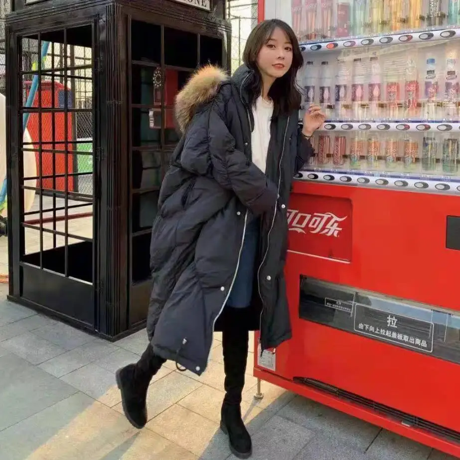 Winter thick warm fluffy bread style white duck down coat female fashion casual oversied hooded warm down parkas coats F337