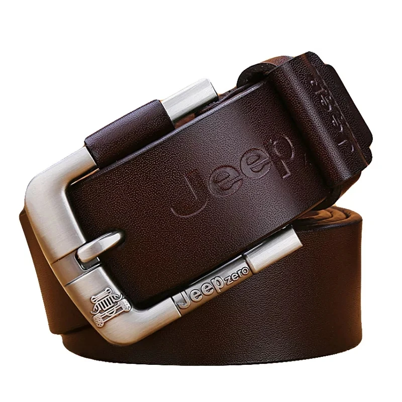 

Designer Jeep zero 100% Upper Genuine Leather Alloy Pin Buckle Belt For Men Business Men Belt Fancy Vintage Jean Cintos Belts