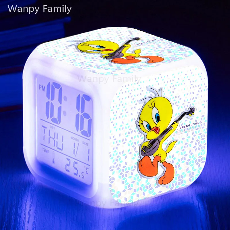 Cute Tweety Alarm Clock 7 Color Led Glowing Digital Alarm Clock For