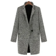 Женское пальто черно-белая клетчатая парка Офисная Женская шерстяная куртка на одной пуговице элегантное женское зимнее шерстяное пальто Верхняя одежда D40