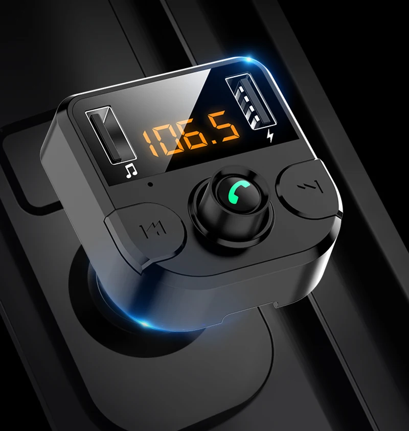 LAMJAD Dual USB Автомобильное зарядное устройство с fm-передатчиком Bluetooth hands-free FM модулятор автомобильное зарядное устройство для телефона для iPhone