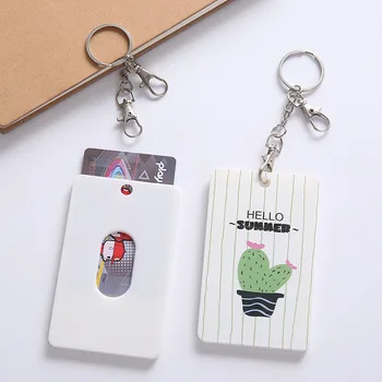 

Women Card Holder Cover Bag kids Cartoon Animal String Bus Name ID School Job Id Card Passport Holder Case With key bags