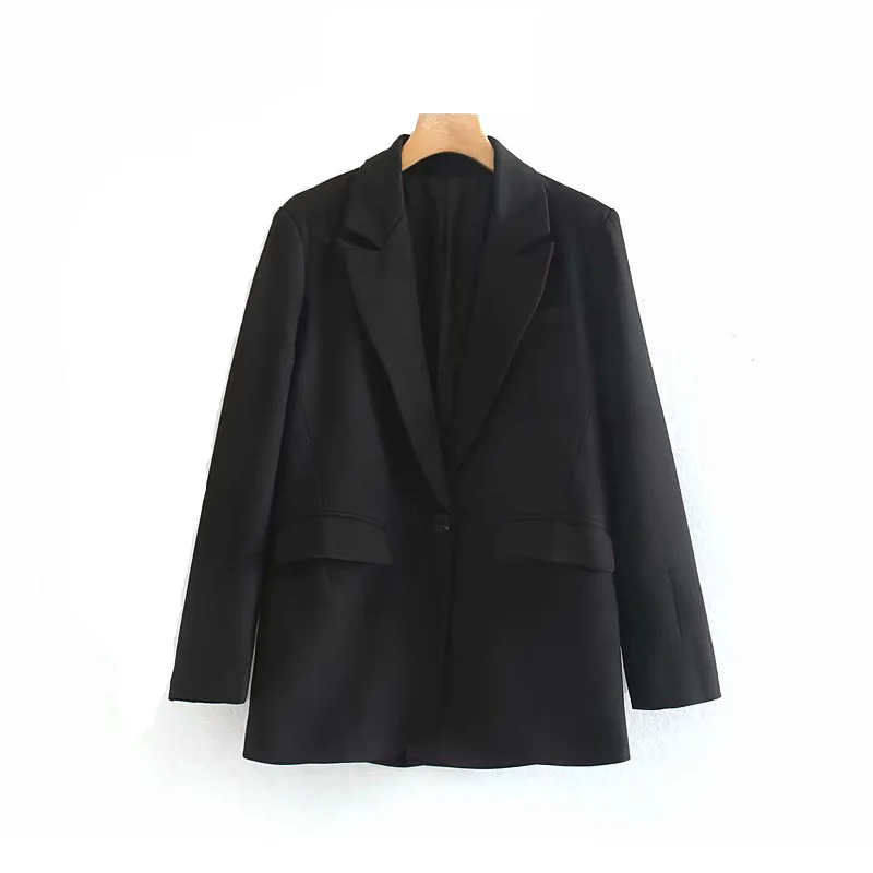 Elegant black loose long suit fashion women's single buckle retro casual women's jacket top victoria secret pink clothes Lizzo