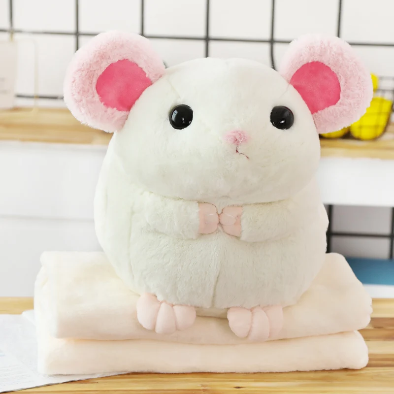 40 см Kawaii кукла мышка подушка одеяло мягкое теплое одеяло мыши плюшевые игрушки хомяк кукла мышка портативное одеяло подарок для девочки