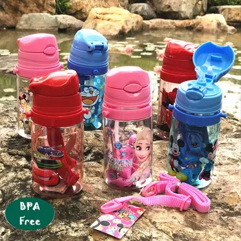 

350ml Disney children's water bottle BPA Free environmental protection leak proof cartoon straw cup back with water cup summer