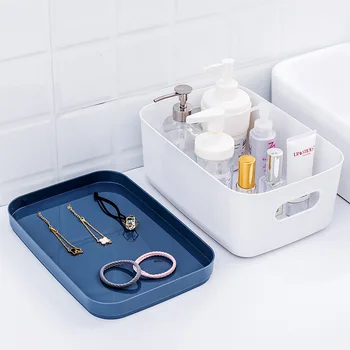 

3 Pcs Nordic Desktop Storage Box with Lid Plastic Container Makeup Organizer Kitchen Bathroom Debris Clothes Socks Jewelry Boxes