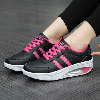 

Women Sneakers 2020 Breathable Waterproof Leather Wedges Platform Shoes Woman Sport Swing Shoes Tennis Feminino Ladies Wedges