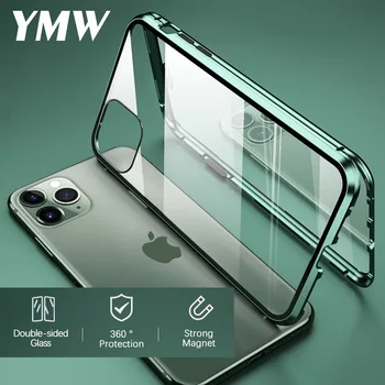 

Tempered Glass Magnetic Case for phone 11 Pro MAX X XS XR 8 7 6 6s plus Anti Peep Magnet Metal 360° Protection Cover