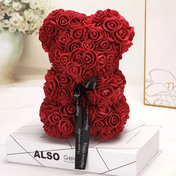 

artificial flowers Teddy bear of roses Valentines Day Gift Red for girlfriend giftFestival Supplies home Decor Christmas