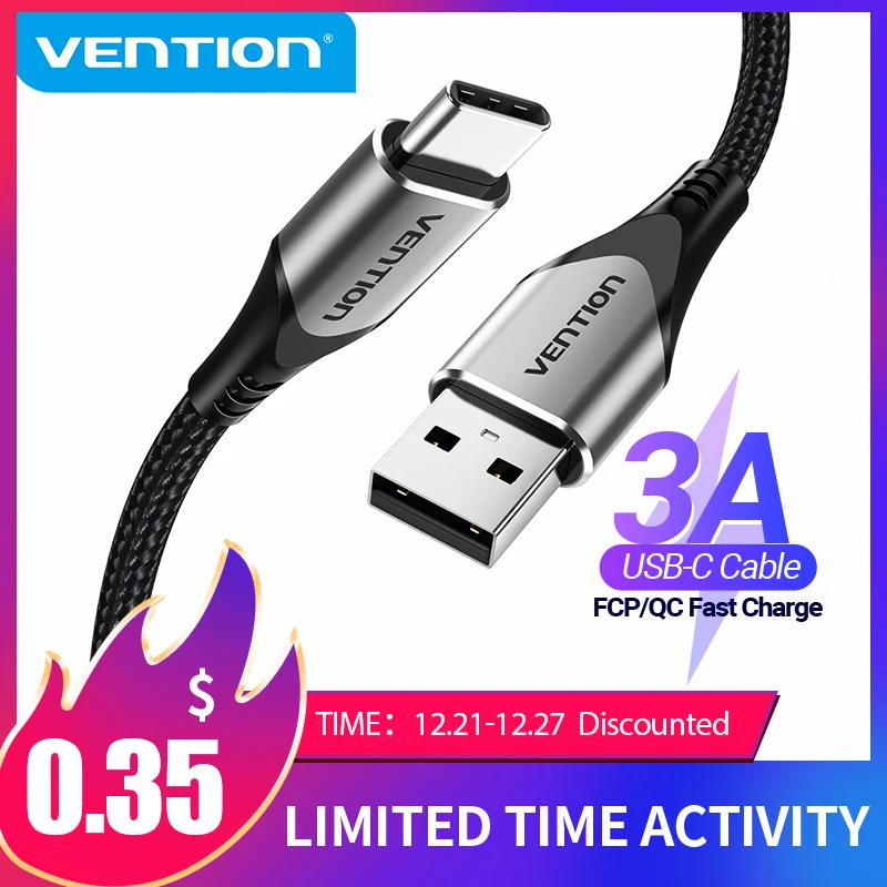  Vention USB Type C кабель для Samsung S10 S9 3A Быстрая зарядка 3,0 USB C Дата кабель для Xiaomi Huawei Type C Cabo 