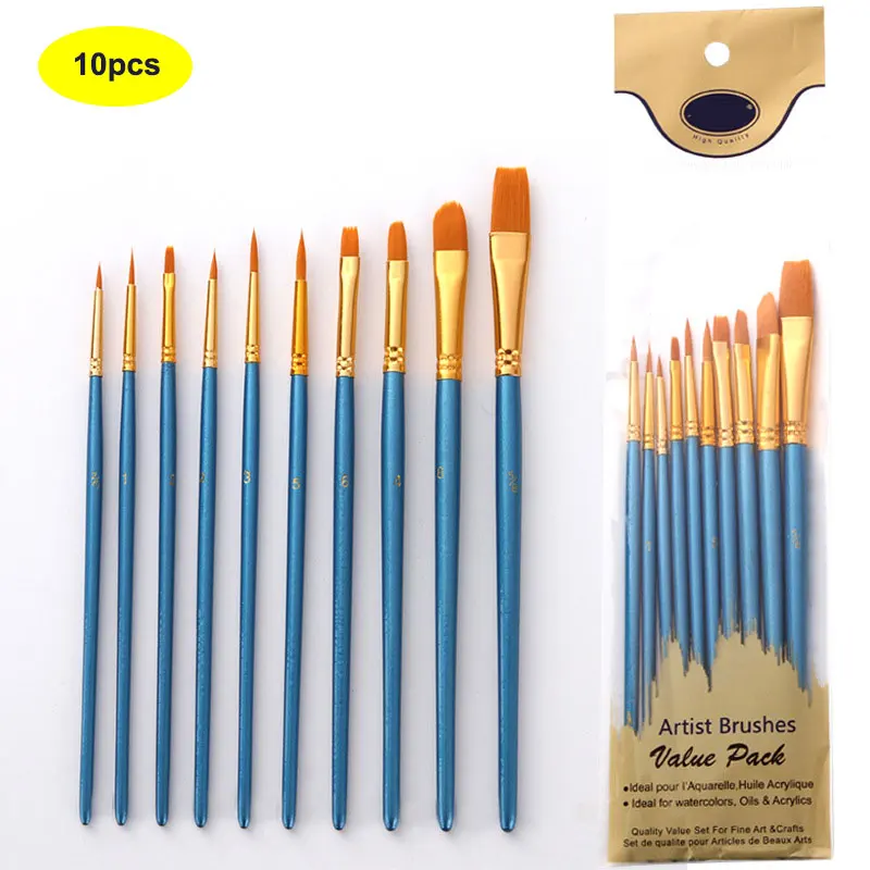 

Round Pointed Tip Artist Paintbrushes Nylon Hair Brushes for Oil WatercolorMiniature Detailing & Rock Painting