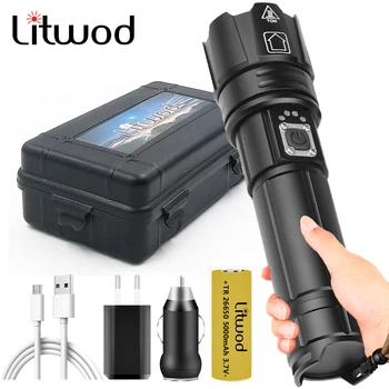 

XHP70.2 Powerful Led Flashlight USB Rechargeable Power Battery Flash Light Torch Power Bank Aluminum Zoomable Waterproof Litwod
