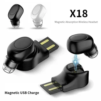 

Wireless Bluetooth Earphone Mini Handset Invisible Stereo Earbud In Ear Handsfree Magnetic USB Charger Earpiece With Microphone