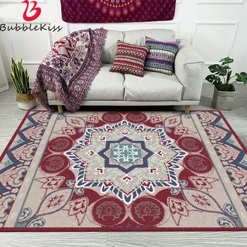 

Bubble Kiss Modern Home Decoration European Design Ethnic Style Living Room Carpet Red Flower Pattern Rug Coffee Table Rug