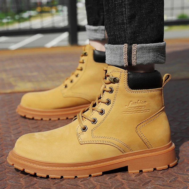 

Winter Men's Martin Boots High Men's Shoes England Snow Boots Help Plus Velvet Warm Boots Trendy Men's Wild