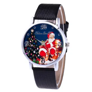 

Santa Claus Pattern Quartz Watch Alloy Round Dial Leather Slim Strap Christmas Casual Wrist Watches Men Women Reloj 2018