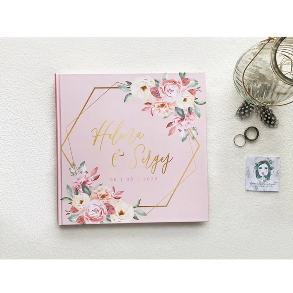 

Pink floral Wedding Guestbook custom geometric Guest Book alternative guest sign in book engagement photo book wedding keepsake
