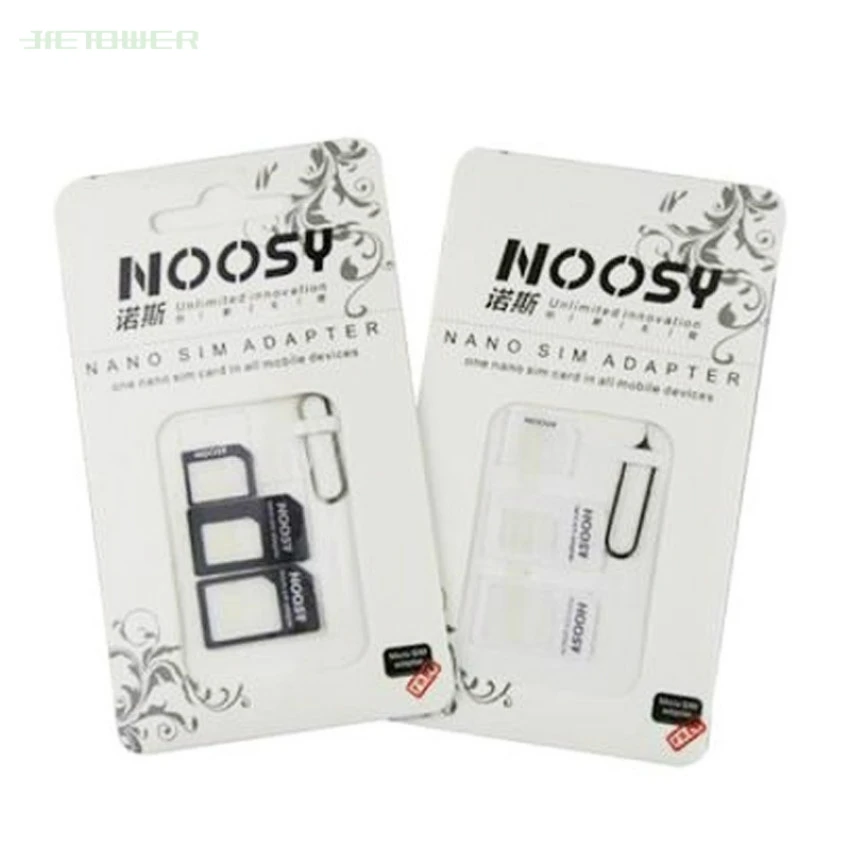 500 компл./лот 4 в 1 Noosy нано микро сим карта адаптер Извлечение Pin для iPhone 5 5S 6 6plus 7 7plus