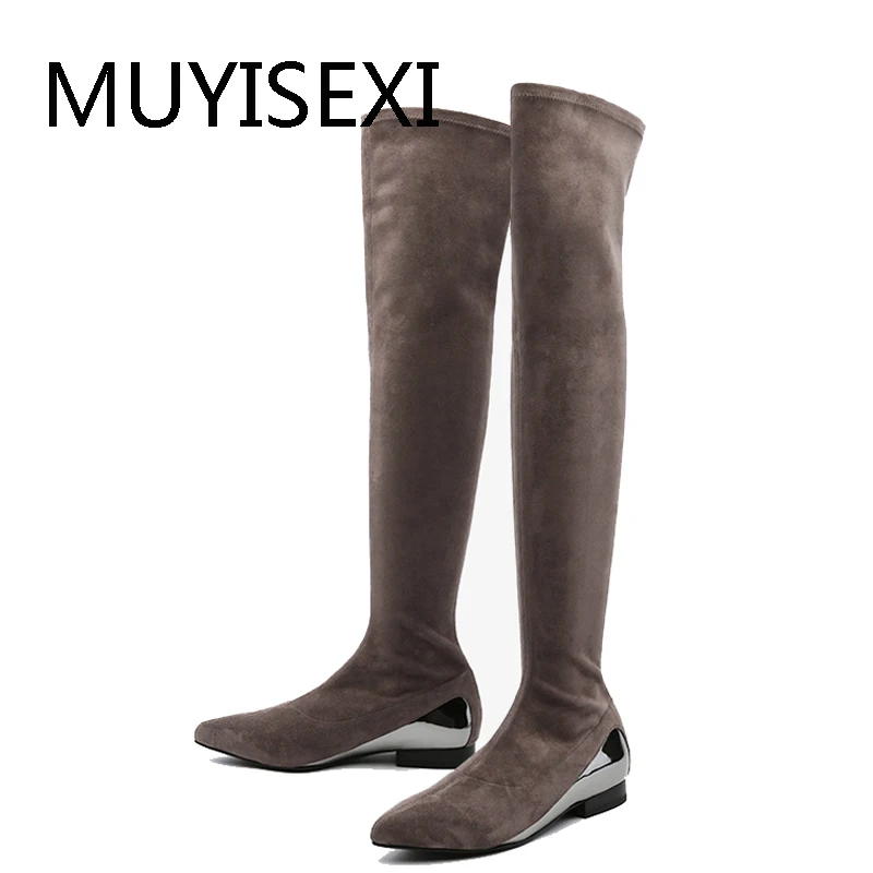 Женские облегающие ботфорты HL202 muyisex зимние сапоги на каблуке 2 5 см | Обувь
