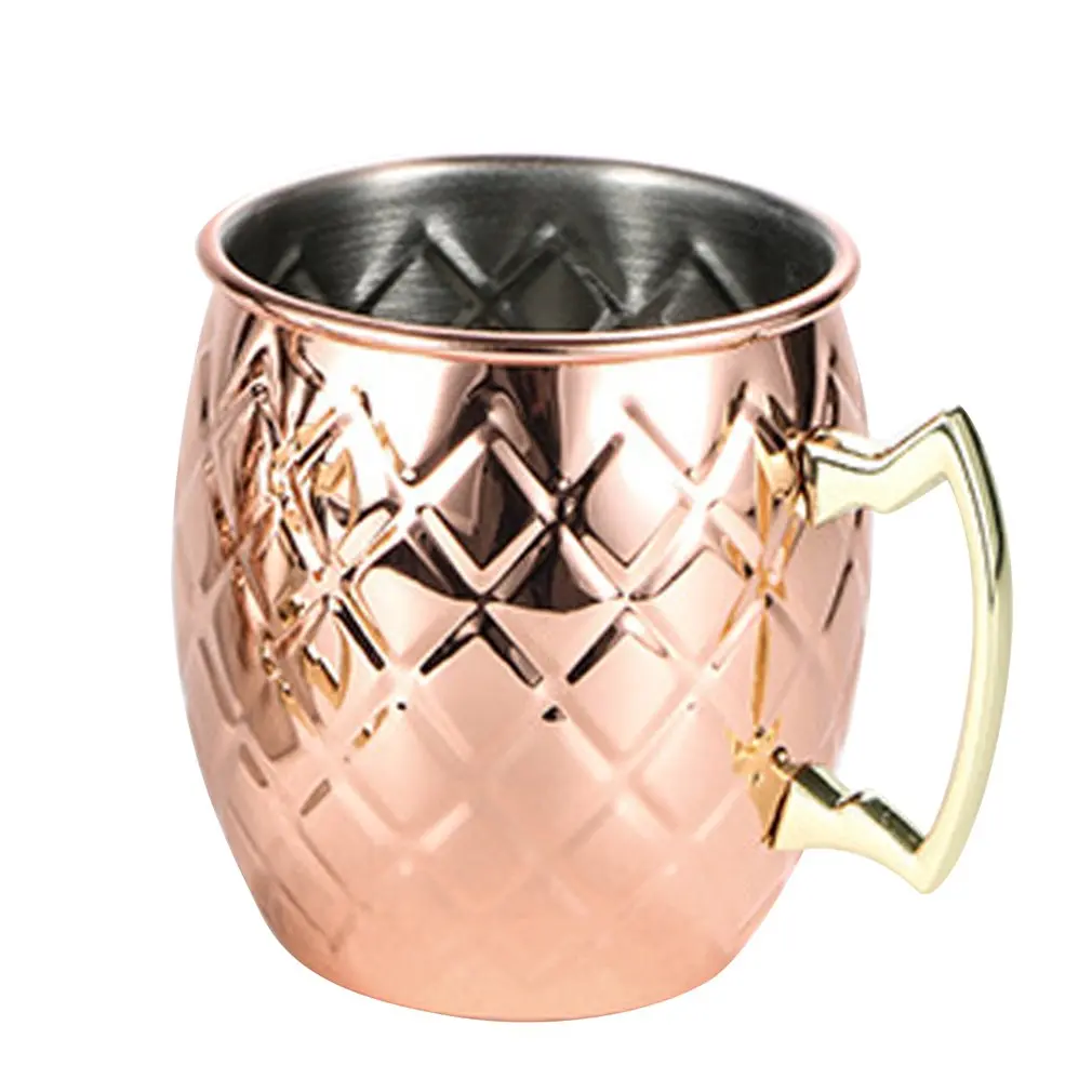 Унции, забитая медь, покрытая медным покрытием, кружка, пивная чашка, кофейная чашка, кружка, медное покрытие, чашка для коктейля, нержавеющая сталь, кофейная чашка - Цвет: rose gold