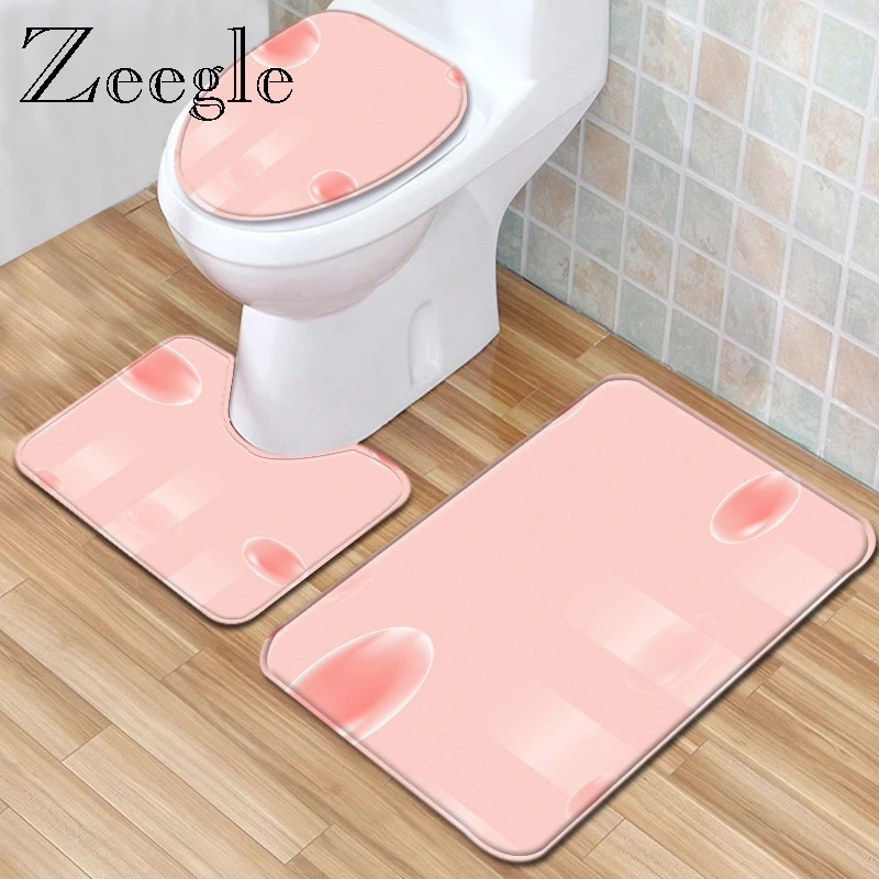 Zeegle Colorful Bathroom Mat Set Toilet Seat Covet Modern Mat for Bathroom Floor Water Absorption Shower Room Rug Hallway Rug
