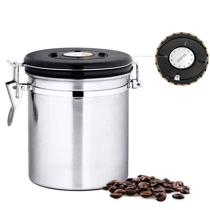1.5L/1.8L герметичный контейнер для кофе из нержавеющей стали с ложкой ...