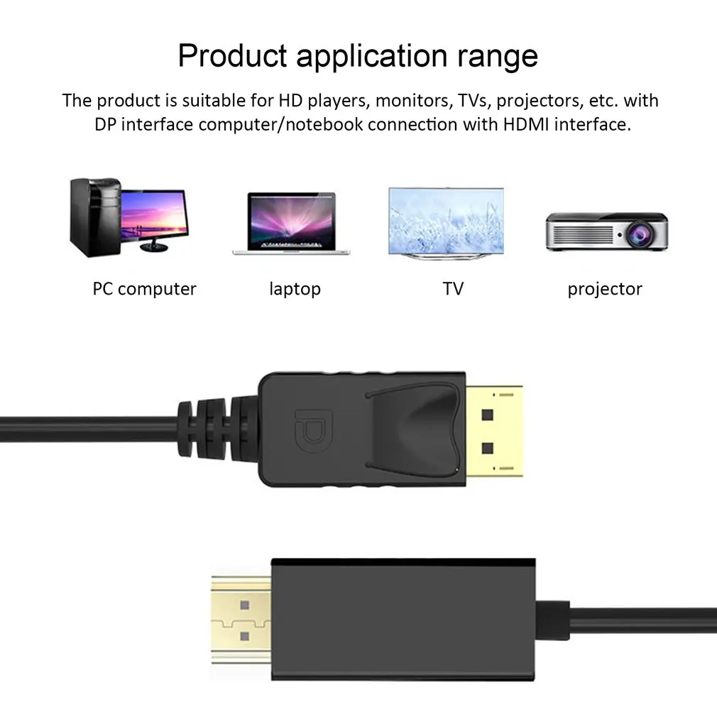 1,8 м Дисплей порт кабель HDMI кабель DP-HDMI адаптер позолоченный HD PC ноутбук HDTV аудио видео кабель