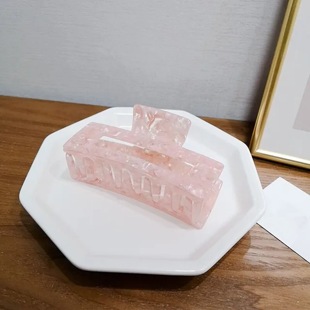 Bilandi 2021 New Hair Claw Large Geometric Hollow Square Tortoiseshell Leopard Acetate Hair Clip For Women Hair Accessories NO.10-10.5 cm