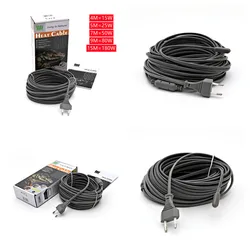 220V EU Plug-in Power Cord Self Regulating Heating Cable for Water pipe Freeze Protection, Reptiles Pets Heating 4M/5M/7M/9M/15M