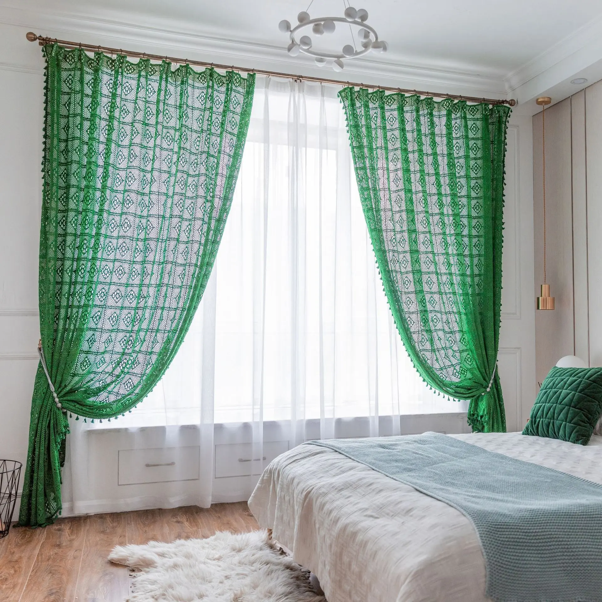 yvonicky baumwolle vorhänge für schlafzimmer grün spitze vorhang