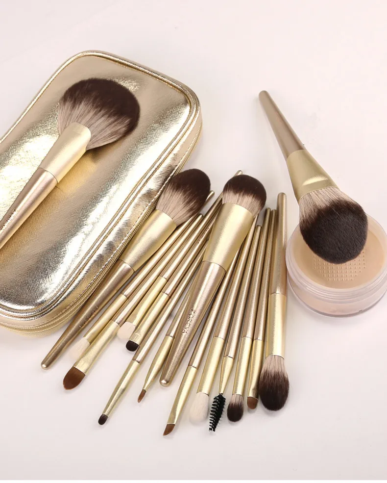 ZOREYA Make up Brush Set Luxurious Makeup Brushes Natual Hair Face and Eye Brushes With High Quality Zipper Bag