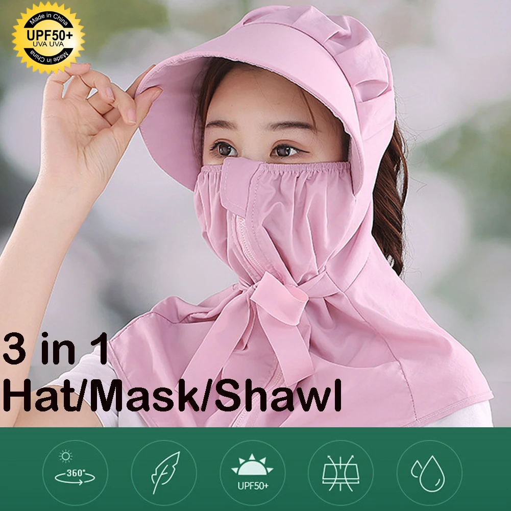 

Safety Full Face Protective Sun Hats Anti-Fog Face Shield Hat Outdoor Splash-Proof Hats Lace Up Zipper Caps Face Cover